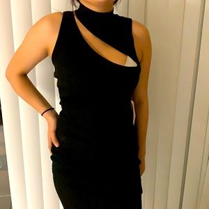 Black skin tight dress.